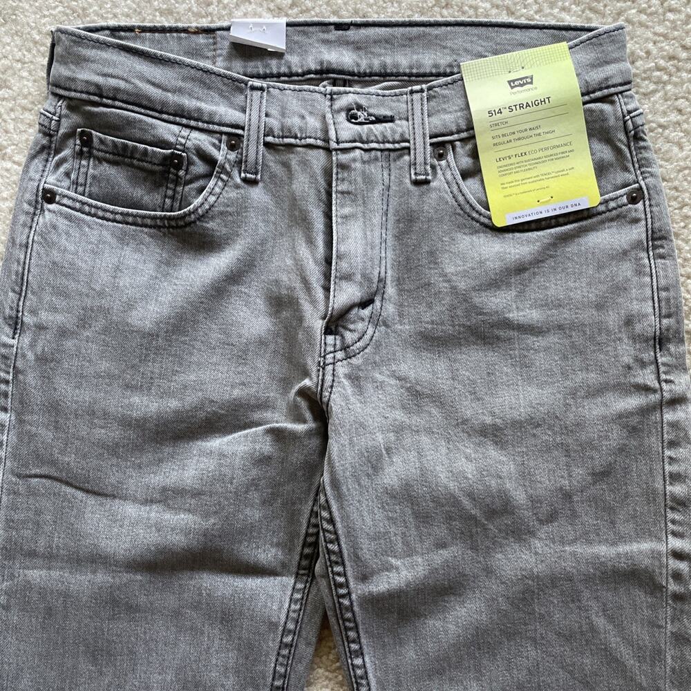 Levis 514 Straight Jeans Mens 29x32 Gray NWT